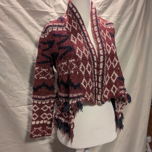 Moth Sweaters - Anthropologie Moth Veras Cardigan Small Wine Red And Midnight Blue